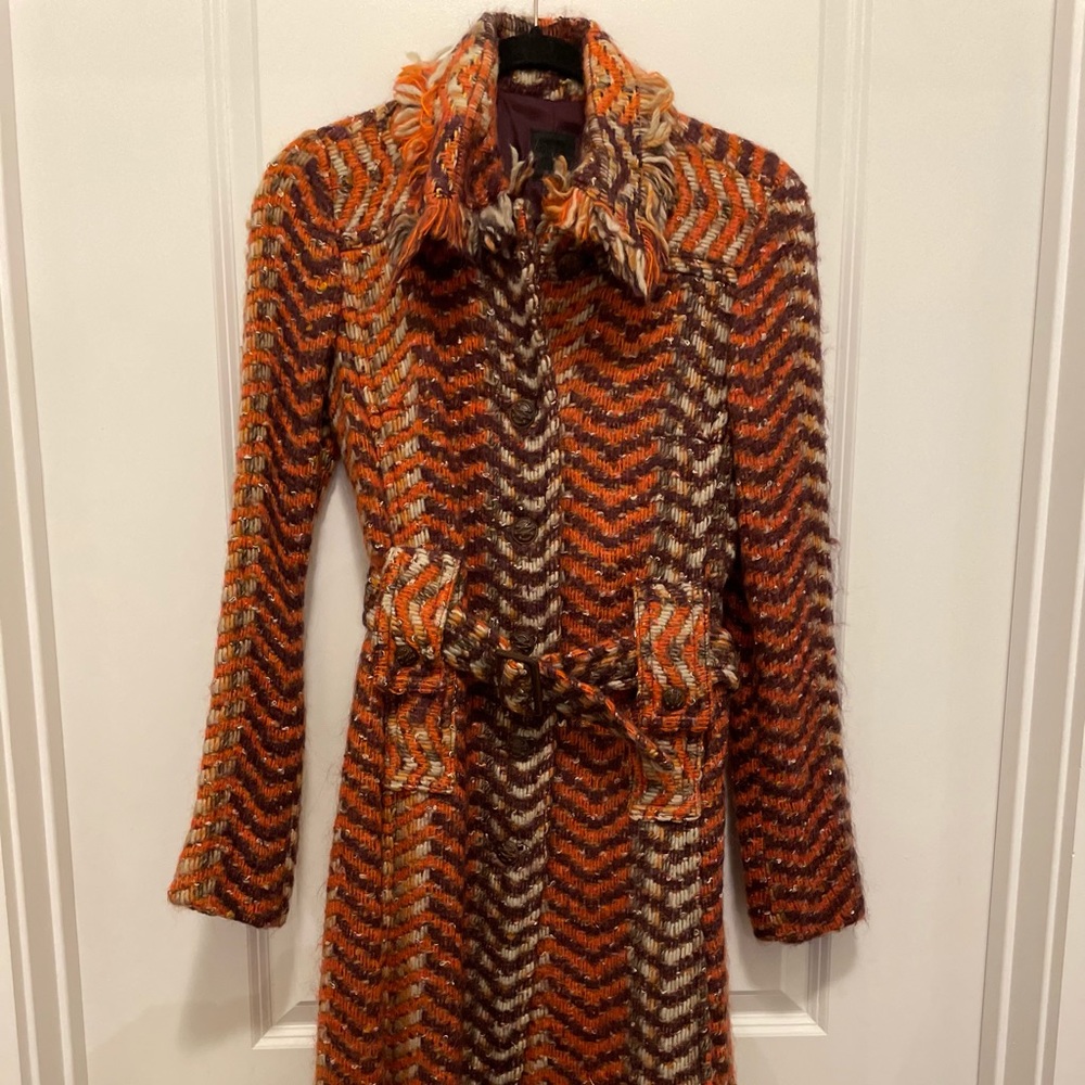 Anna Sui Fall 2006 Burnt Orange Woven Wool Coat 4 - Picture 5 of 10